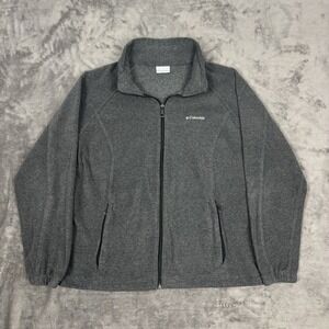 Columbia Women's Benton Springs Gray Fleece Outdoor Full Zip Jacket Plus Size 1X